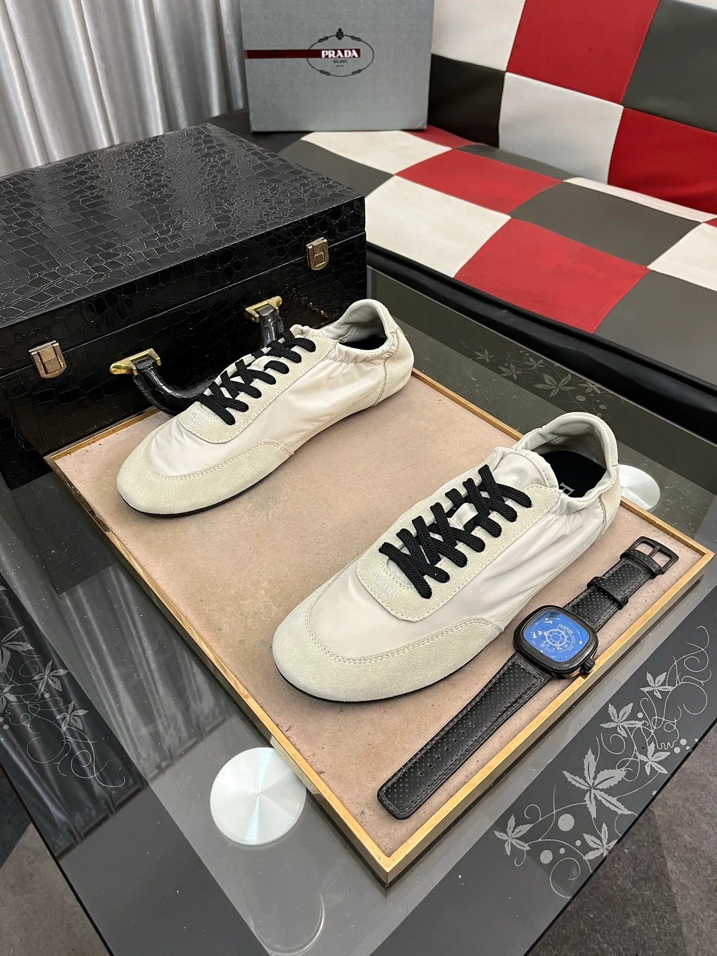 Men's shoes 💰500⌚️⌚️【PRADA】Prada - high-end quality original order 🔍🔍🔍 casual sports shoes - Upper: 🔝Nappa calfskin, brand high mercerized canvas, shoe body brand metal fasteners, tongue silk screen brand logo - Lining: water-dyed cowhide - Outsole: ultra-light TPU foam; molded outsole -Ultra-high quality control and fine workmanship: outstanding (high-end, extravagance, class) -Size: 38-446️⃣colors available
